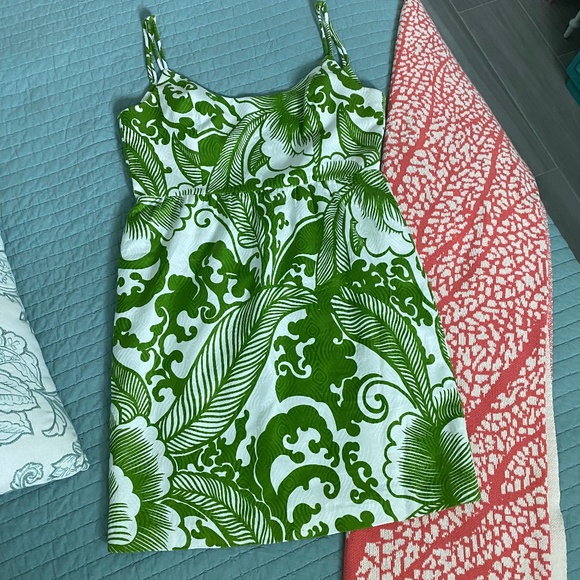 EUC Milly Green White Cotton Dress Sz 12 - Picture 6 of 13